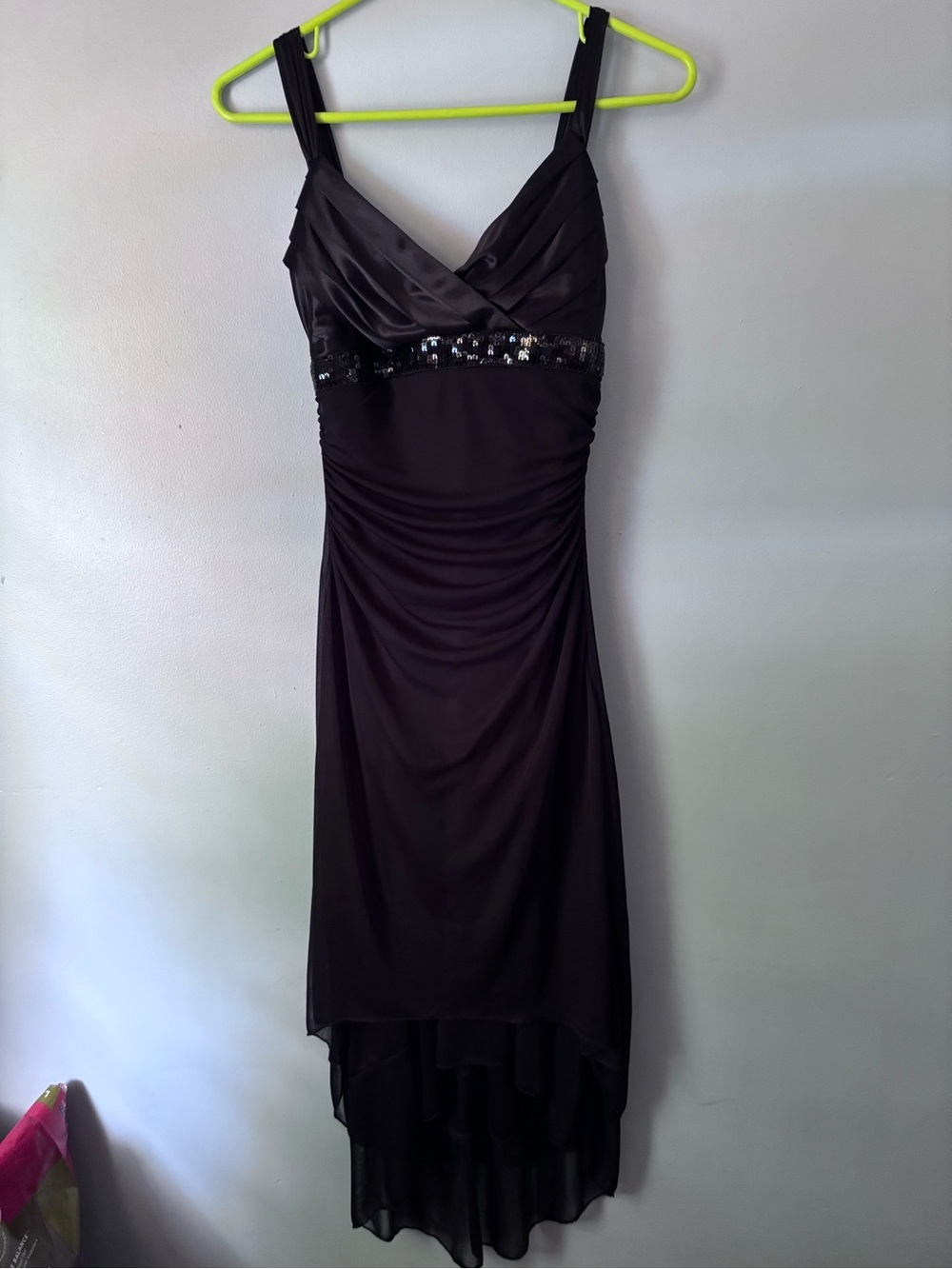 Ruby Rox Black High-Low Sequin Waist Dress